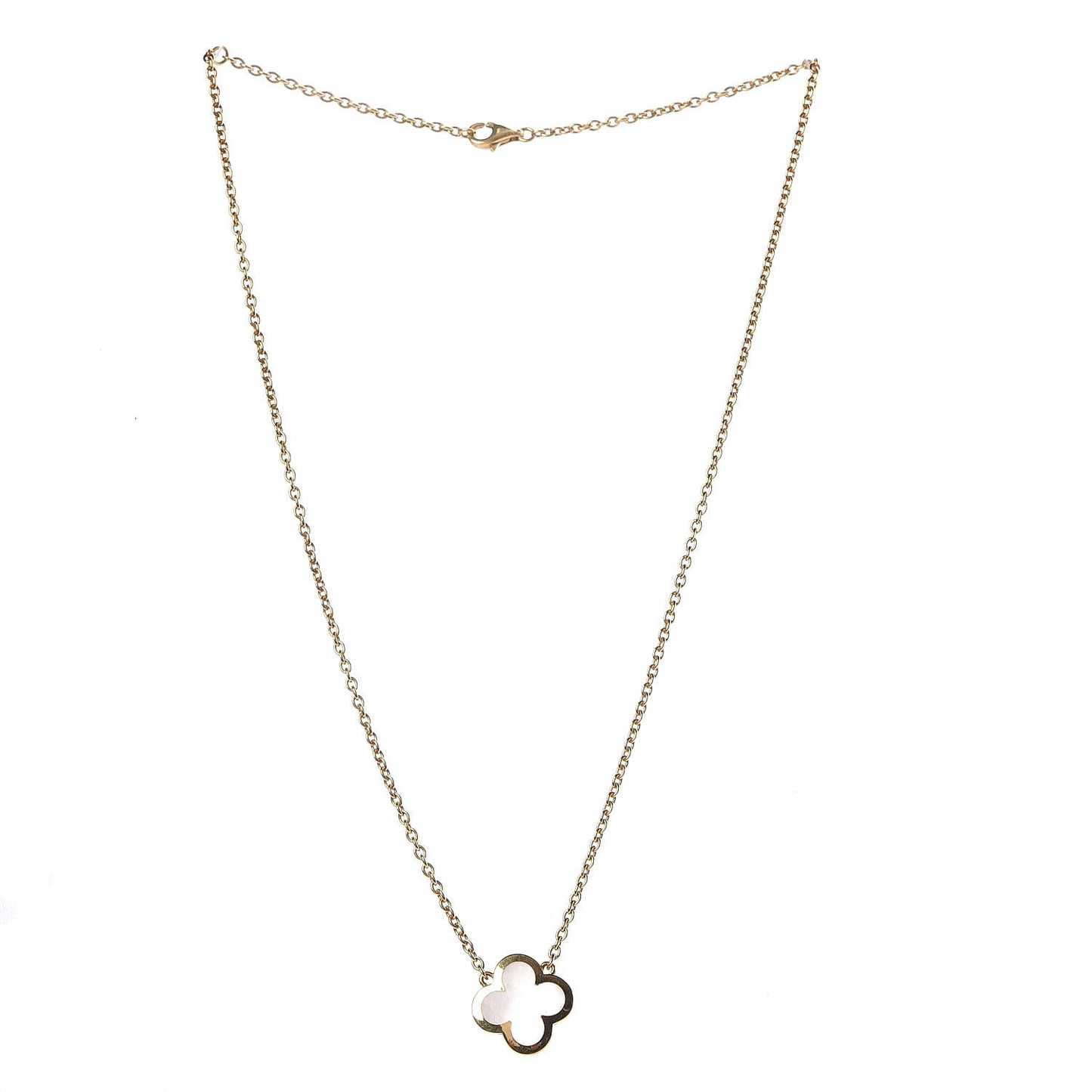 18K Yellow Gold Mother of Pearl Pure Alhambra Pendant Necklace