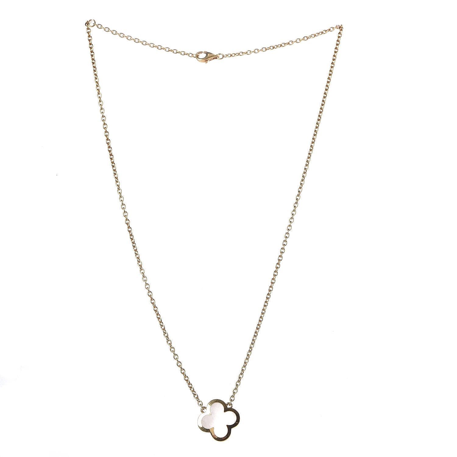 Van Cleef & Arpels 18K Yellow Gold Mother of Pearl Pure Alhambra Pendant Necklace 3 of 4