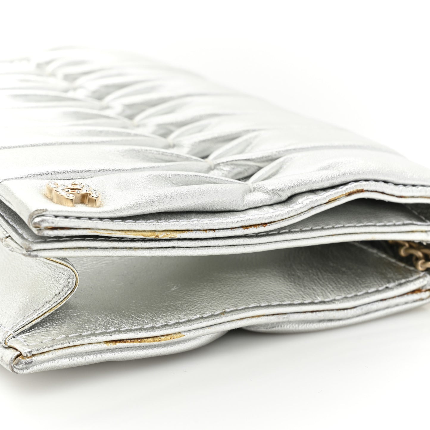 Metallic Lambskin Sac Pochette Argent