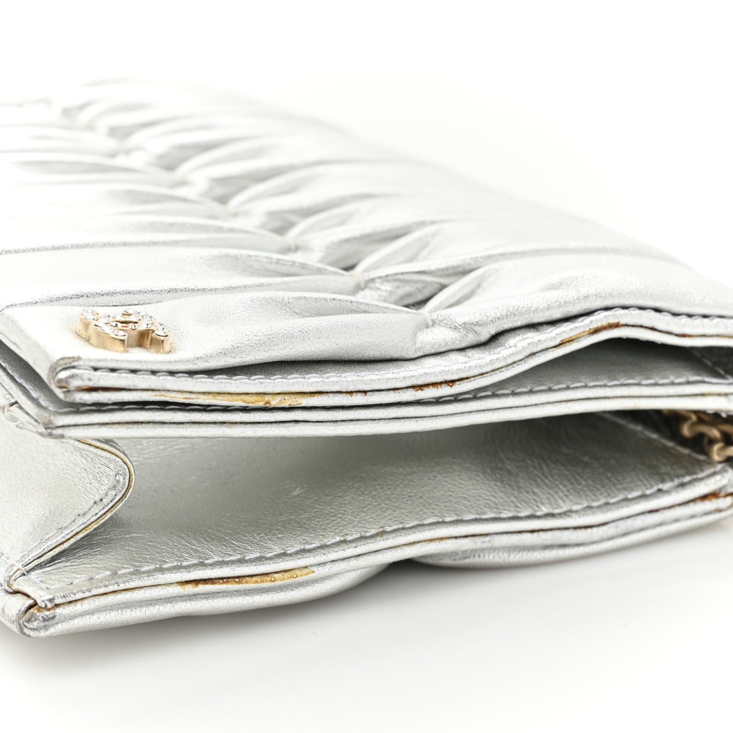 Chanel Metallic Lambskin Sac Pochette Argent 10 of 12