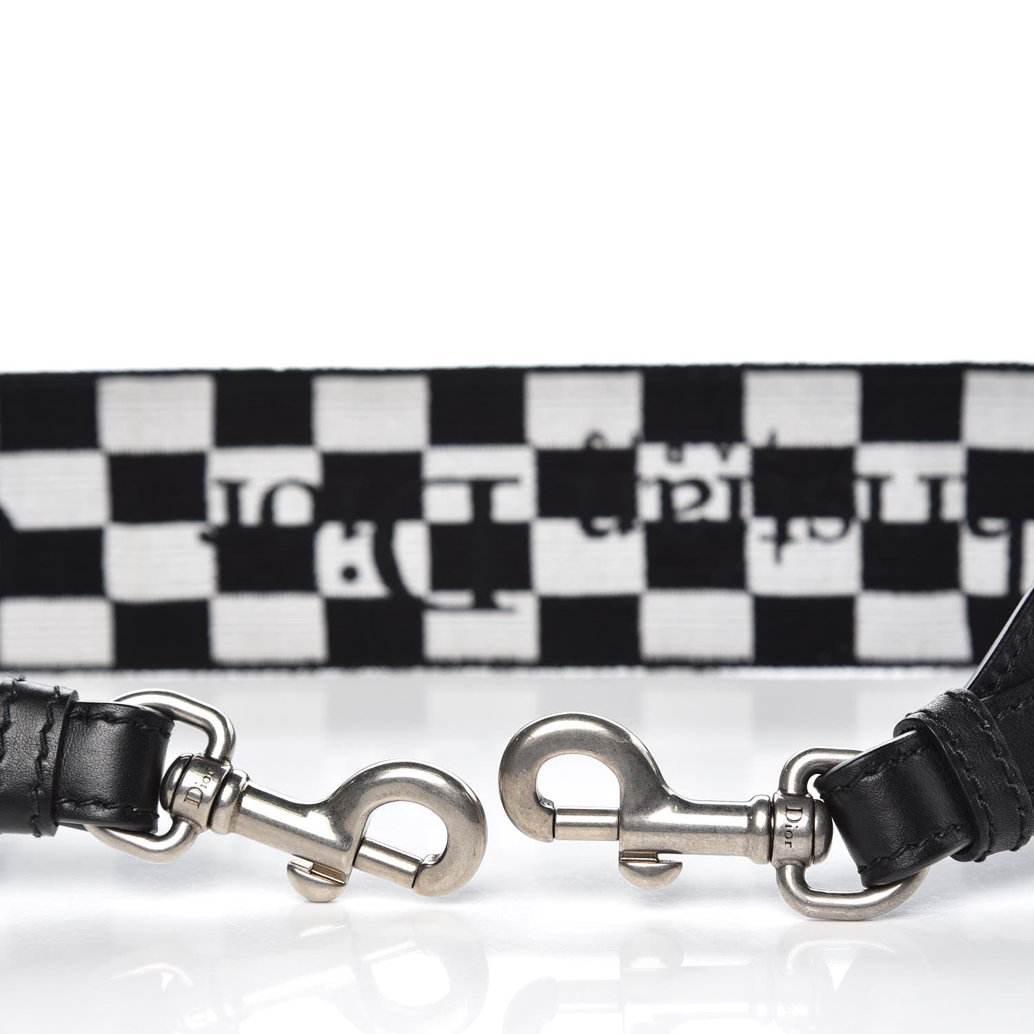 Christian Dior Canvas Embroidered Shoulder Strap Black White 3 of 5