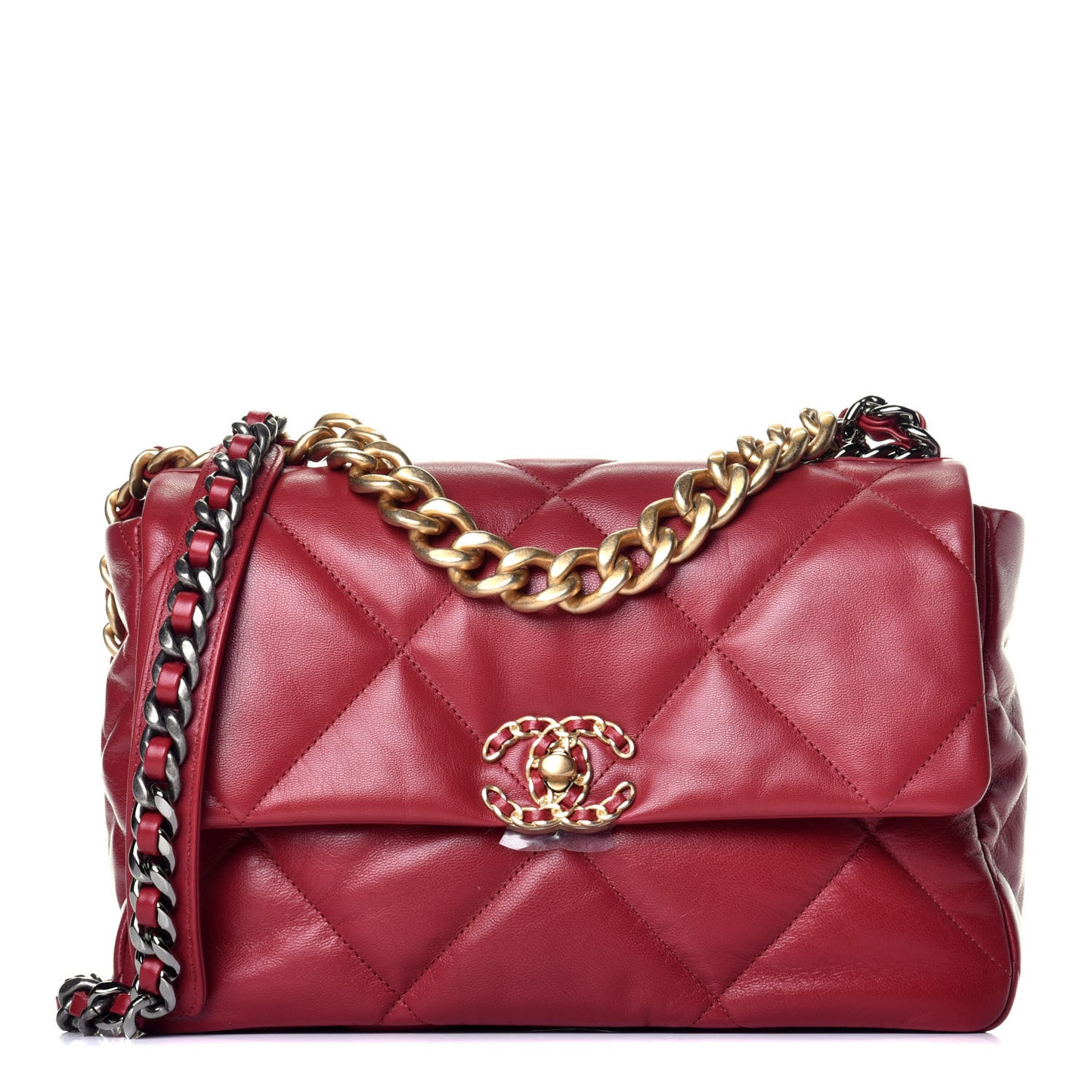 Lambskin Quilted Large Chanel 19 Flap Dark Pink