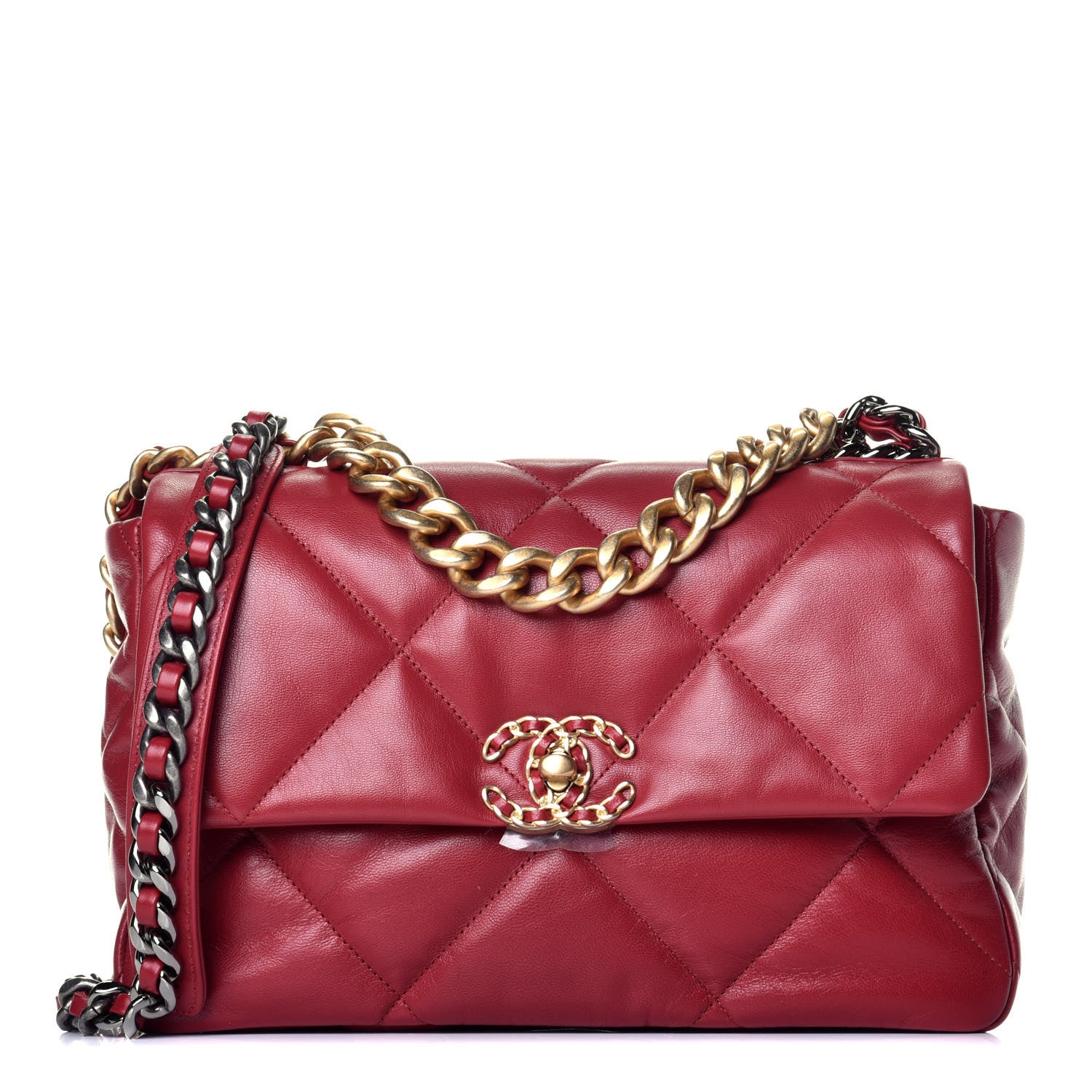 Chanel Lambskin Quilted Large Chanel 19 Flap Dark Pink 1 of 9