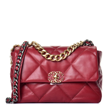 Chanel Lambskin Quilted Large Chanel 19 Flap Dark Pink 1 of 9