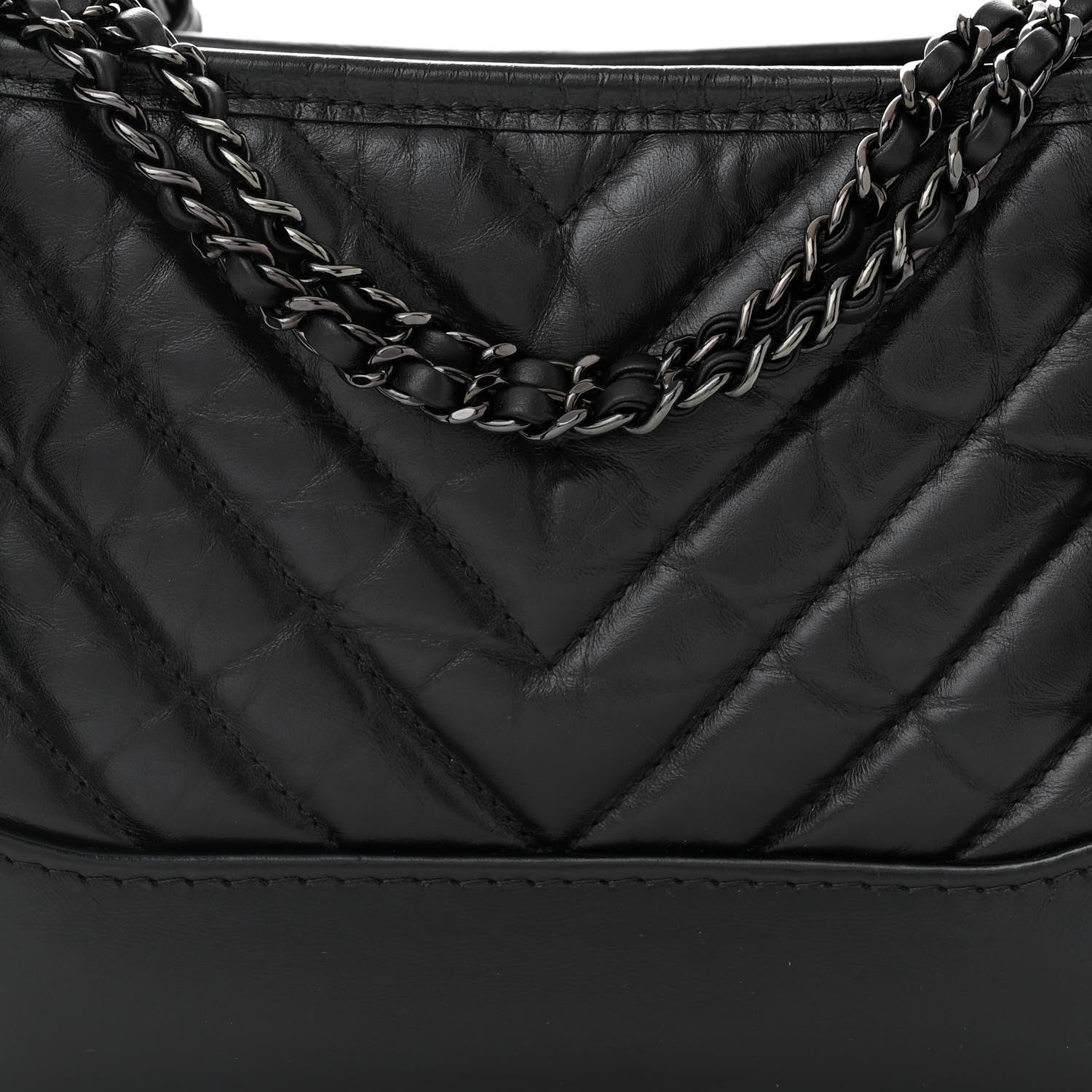 Chanel Aged Calfskin Chevron Quilted Small Gabrielle Hobo So Black 8 of 10