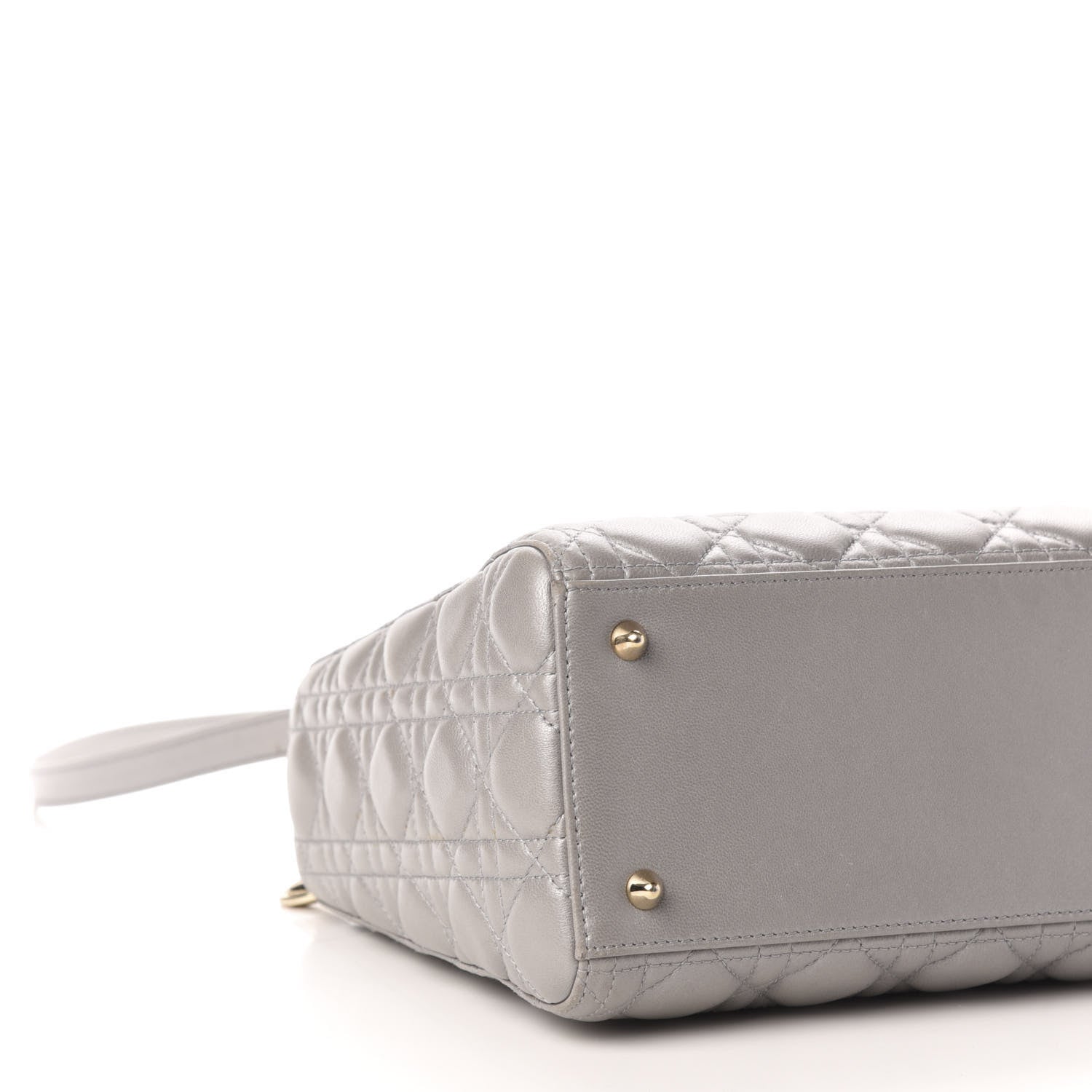 Christian Dior Pearly Lambskin Cannage Medium Lady Dior Grey 9 of 19
