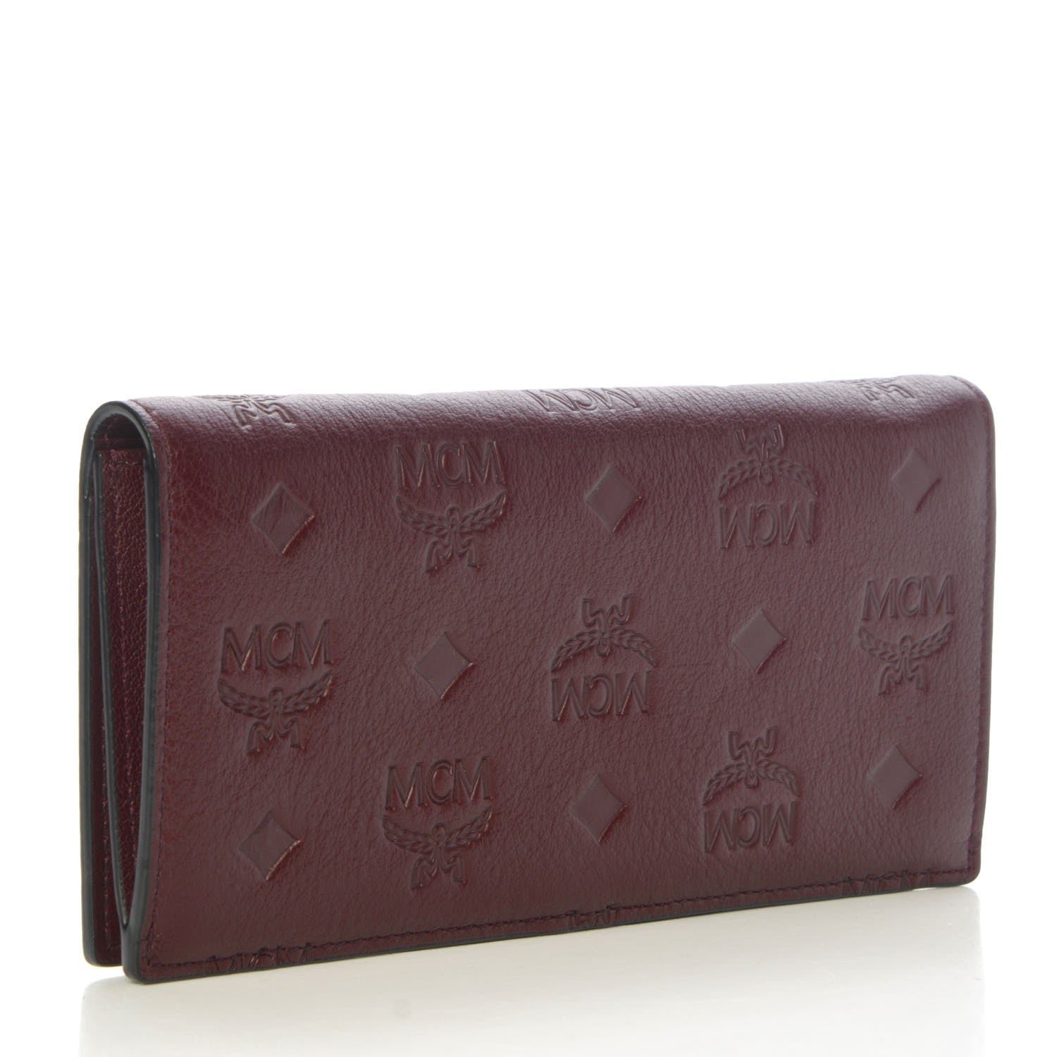 MCM Calfskin Signature Monogram Klara Two Fold Wallet Rustic Brown 3 of 9