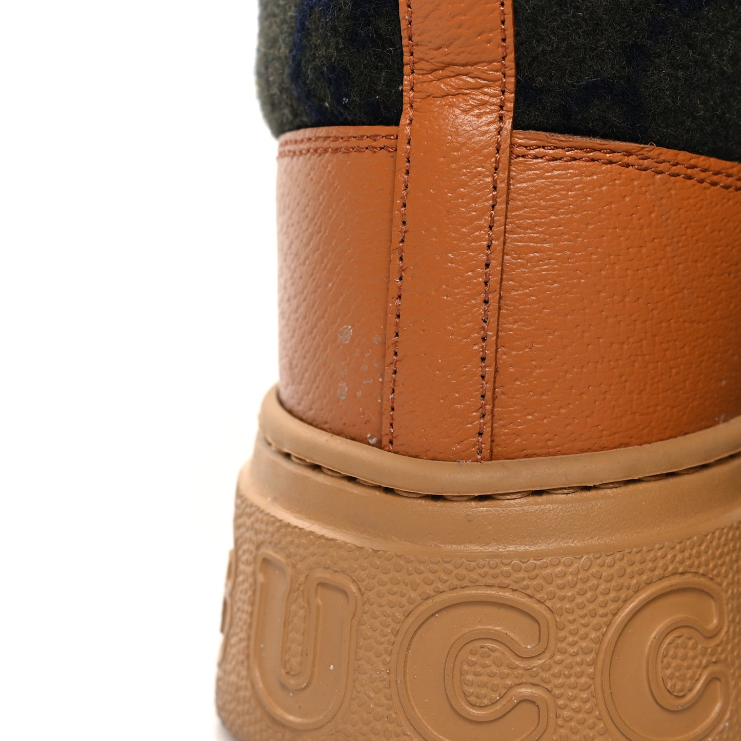 Covered Wool Monogram Textured Dollar Calfskin Shearling Horsebit Snow Boots 36.5 Underwood Blue Hazel Brown