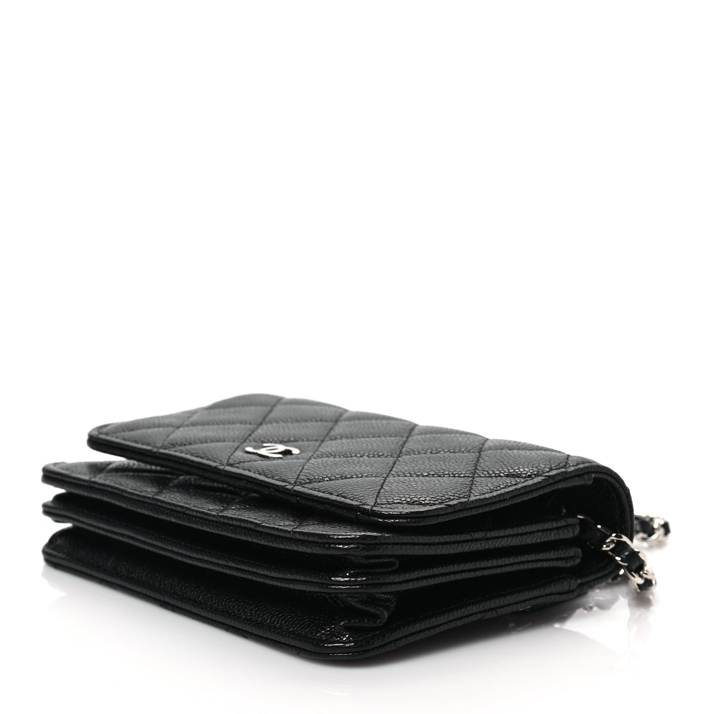 Caviar Quilted Mini Wallet On Chain WOC Black