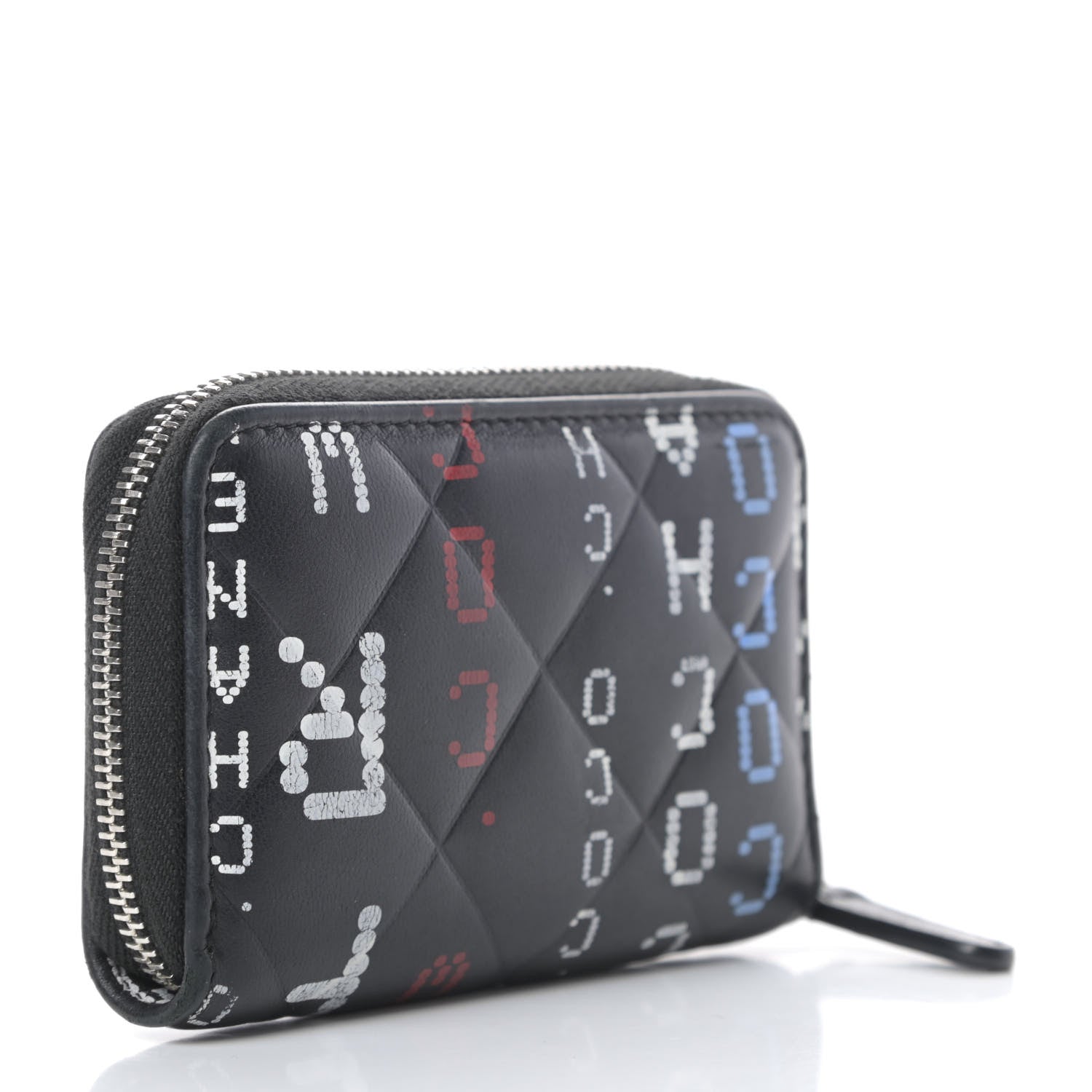 Chanel Lambskin Quilted Data Center Zip Around Coin Purse Wallet Black 3 of 9