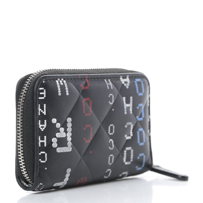 Chanel Lambskin Quilted Data Center Zip Around Coin Purse Wallet Black 3 of 9