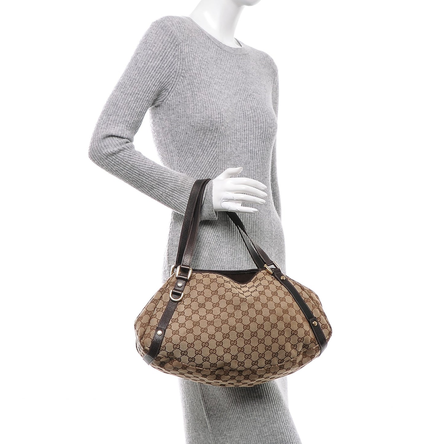Monogram Medium Abbey Shoulder Bag Dark Brown