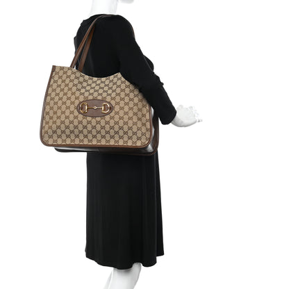 Gucci Monogram Horsebit 1955 Tote Bag Beige Brown Sugar 2 of 10