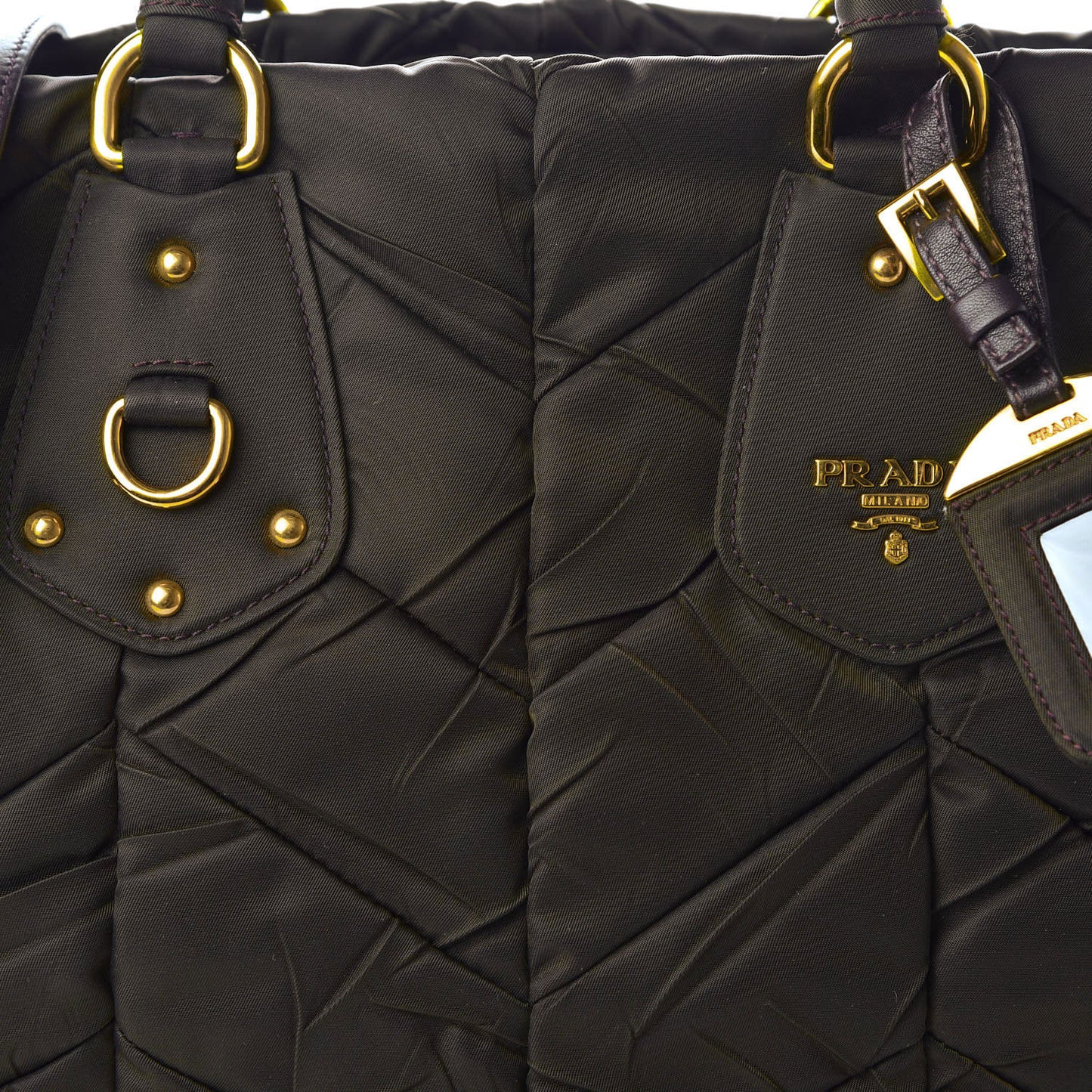 Tessuto Nylon Chevron Quilted Tote Ebano