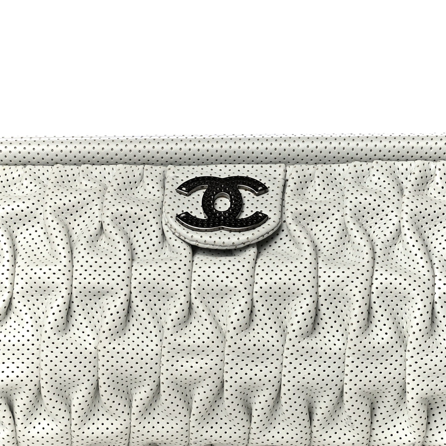 Lambskin Perforated Clutch White