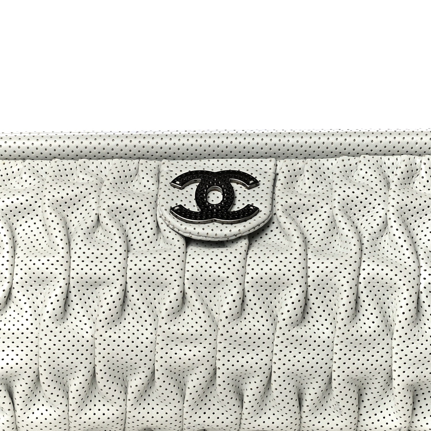 Chanel Lambskin Perforated Clutch White 7 of 10