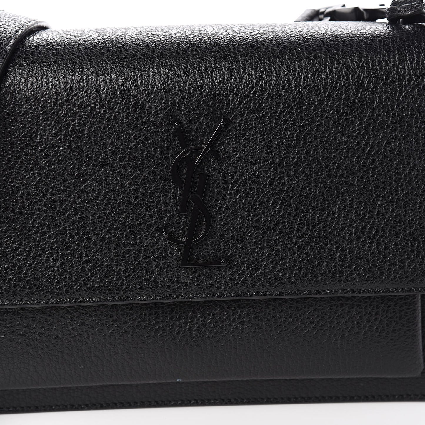 Grained Calfskin Medium Monogram Sunset Satchel Black