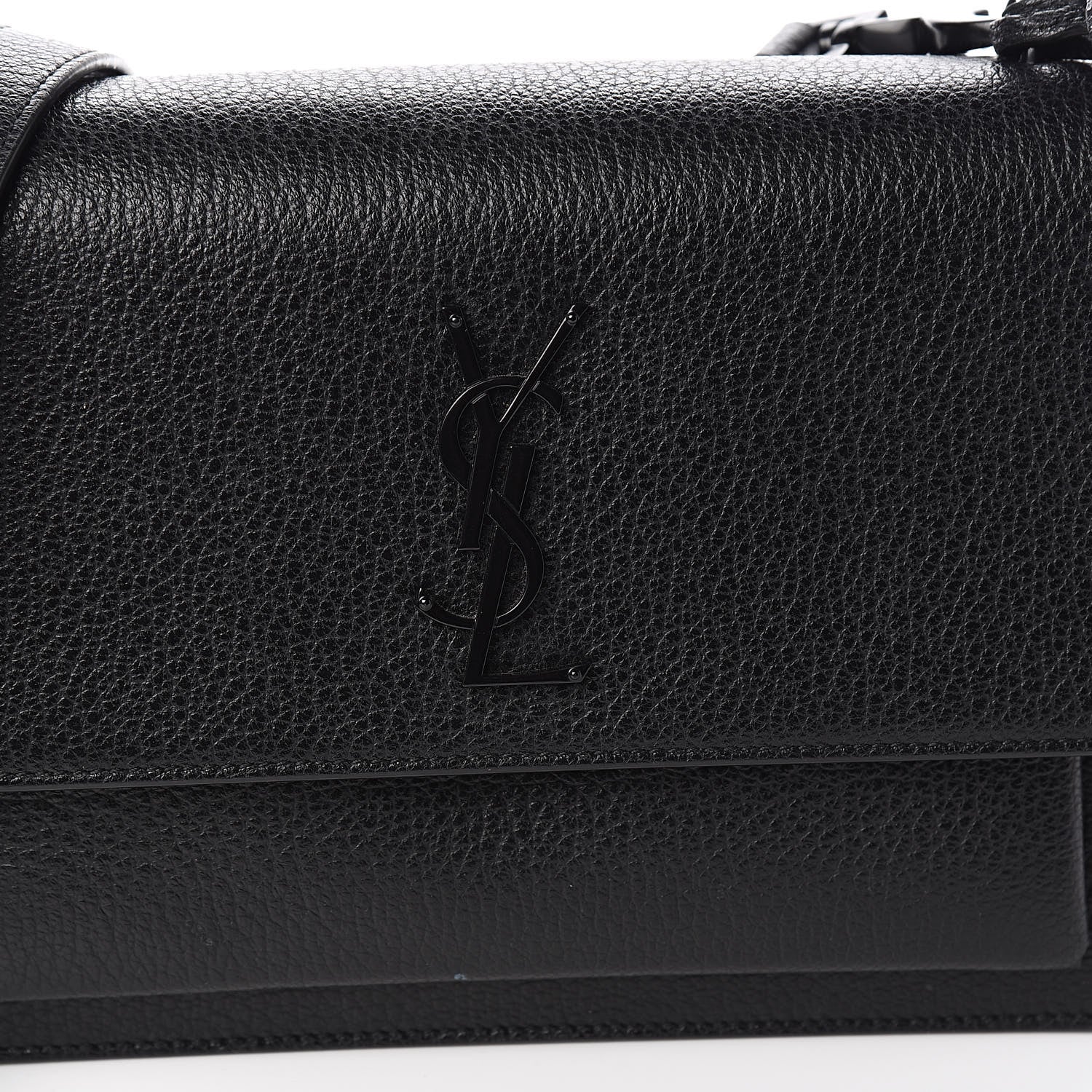Saint Laurent Grained Calfskin Medium Monogram Sunset Satchel Black 12 of 13