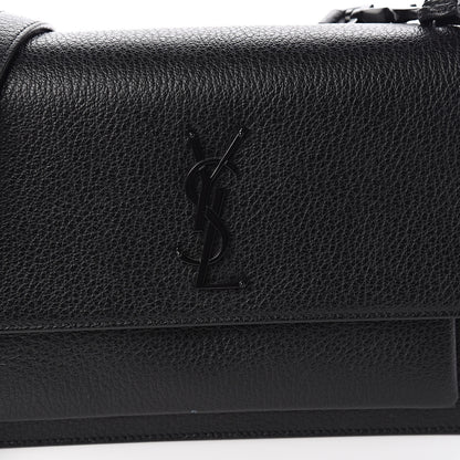 Saint Laurent Grained Calfskin Medium Monogram Sunset Satchel Black 12 of 13