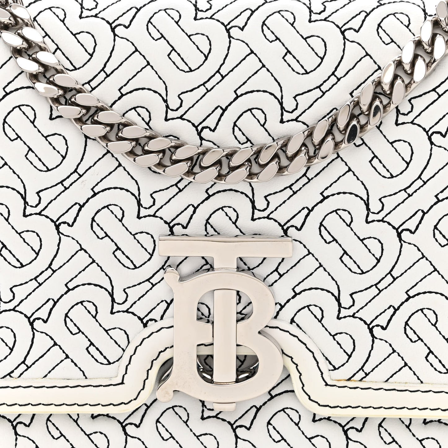 Calfskin Monogram Embossed Small TB Chain Bag Optic White