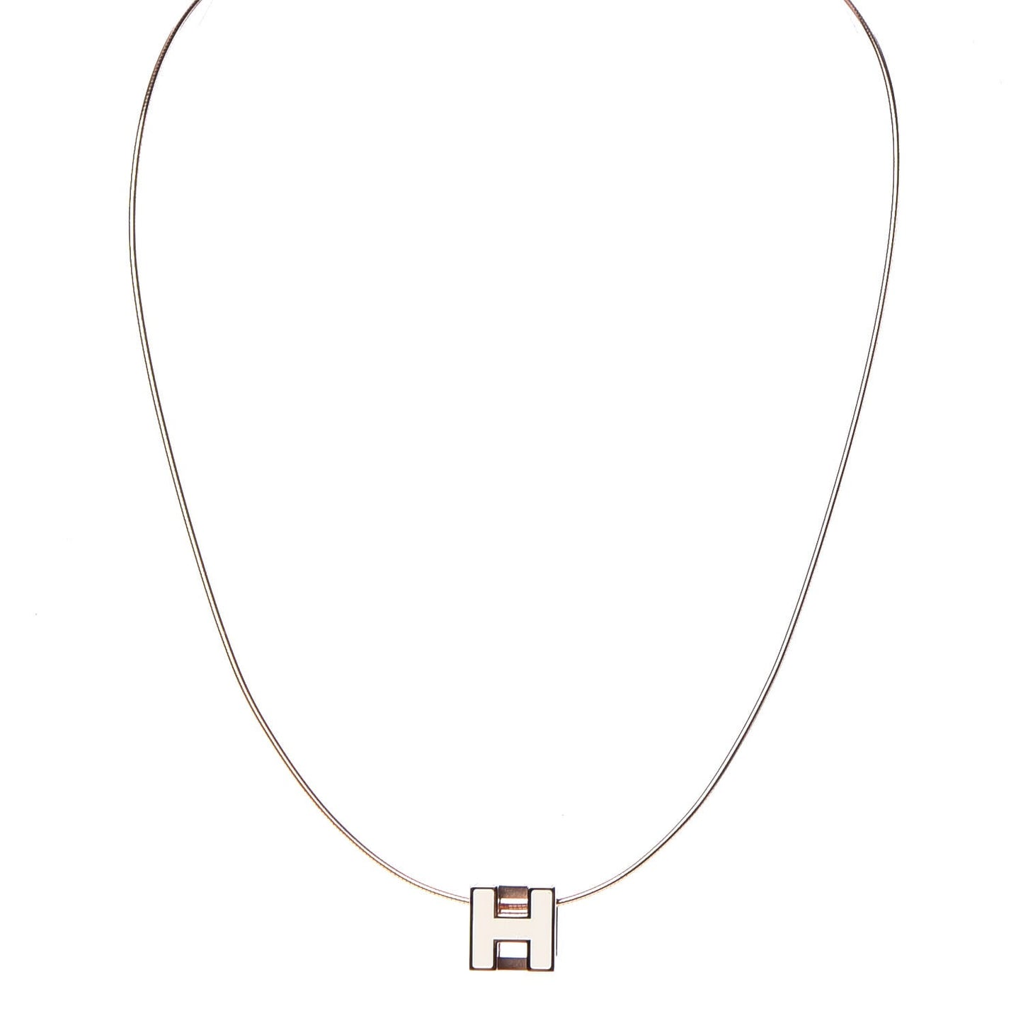 Rose Gold Lacquered Cage d'H Necklace White