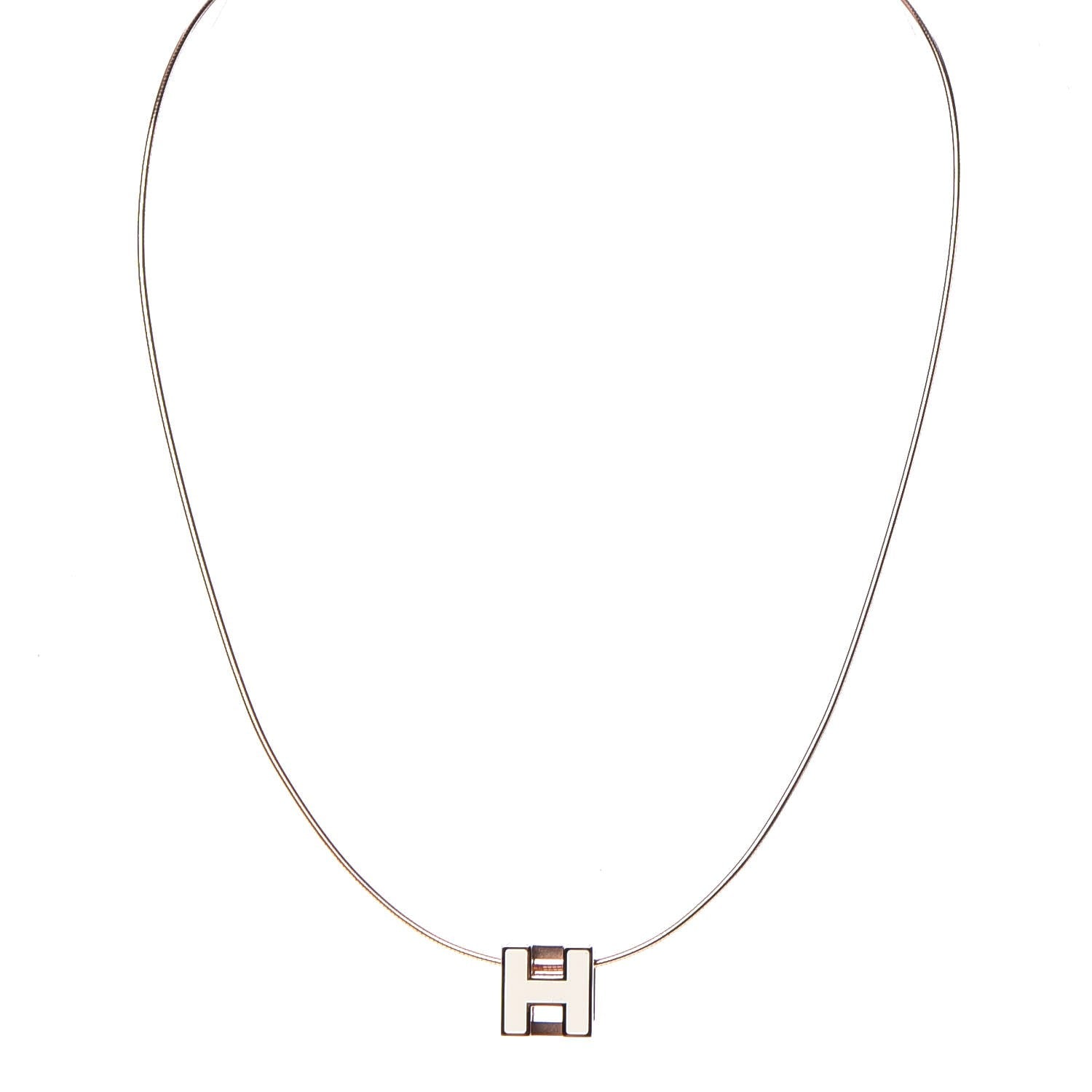 Hermes Rose Gold Lacquered Cage d'H Necklace White 1 of 7