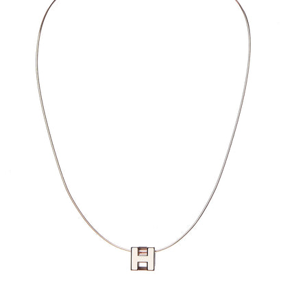 Hermes Rose Gold Lacquered Cage d'H Necklace White 1 of 7
