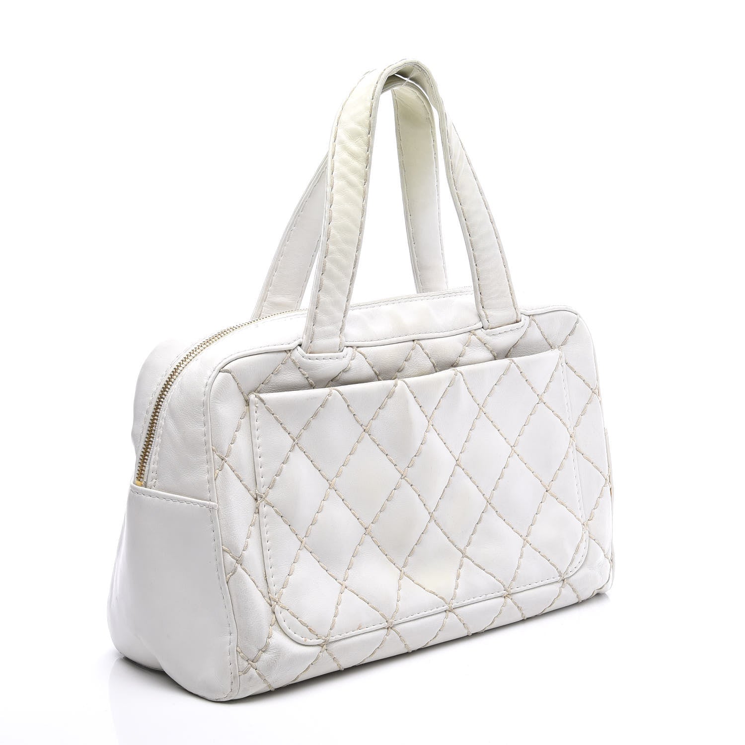 Chanel Calfskin Stitch Bowler White 2 of 9