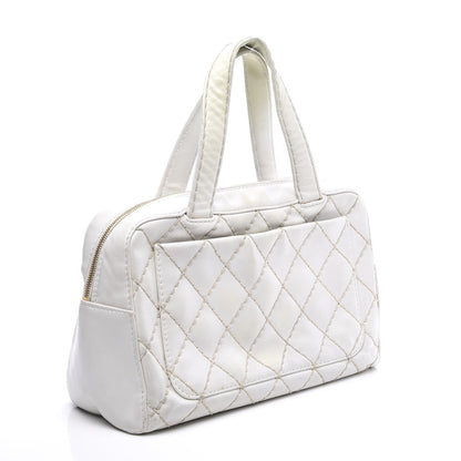 Chanel Calfskin Stitch Bowler White 2 of 9