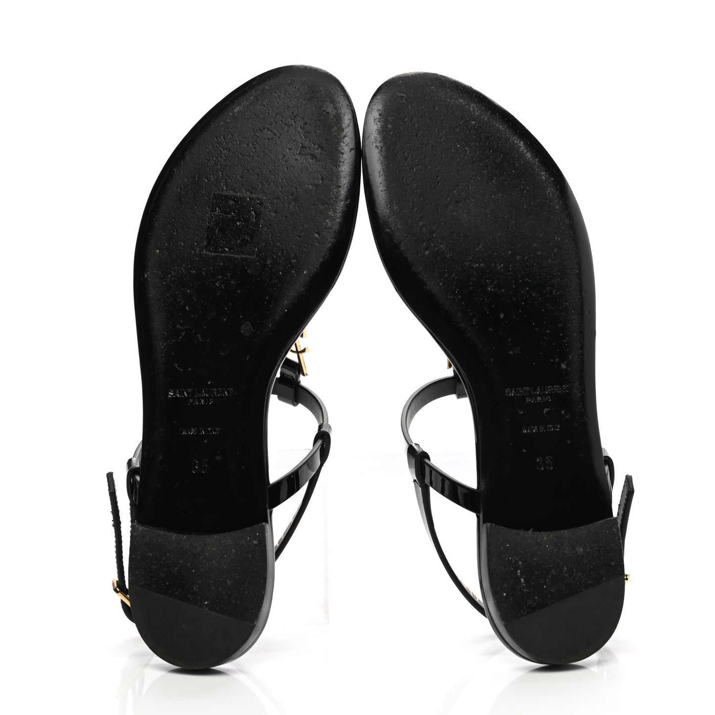 Patent Calfskin Cassandra Monogram Sandals 35 Black