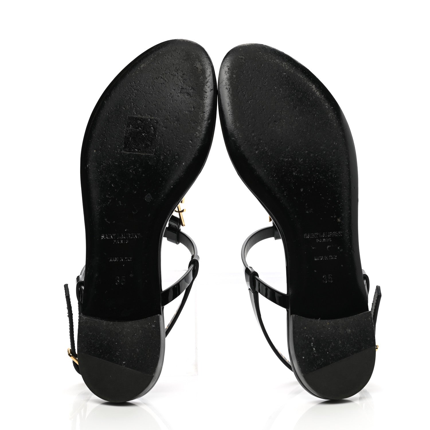 Saint Laurent Patent Calfskin Cassandra Monogram Sandals 35 Black 5 of 9