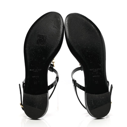 Saint Laurent Patent Calfskin Cassandra Monogram Sandals 35 Black 5 of 9