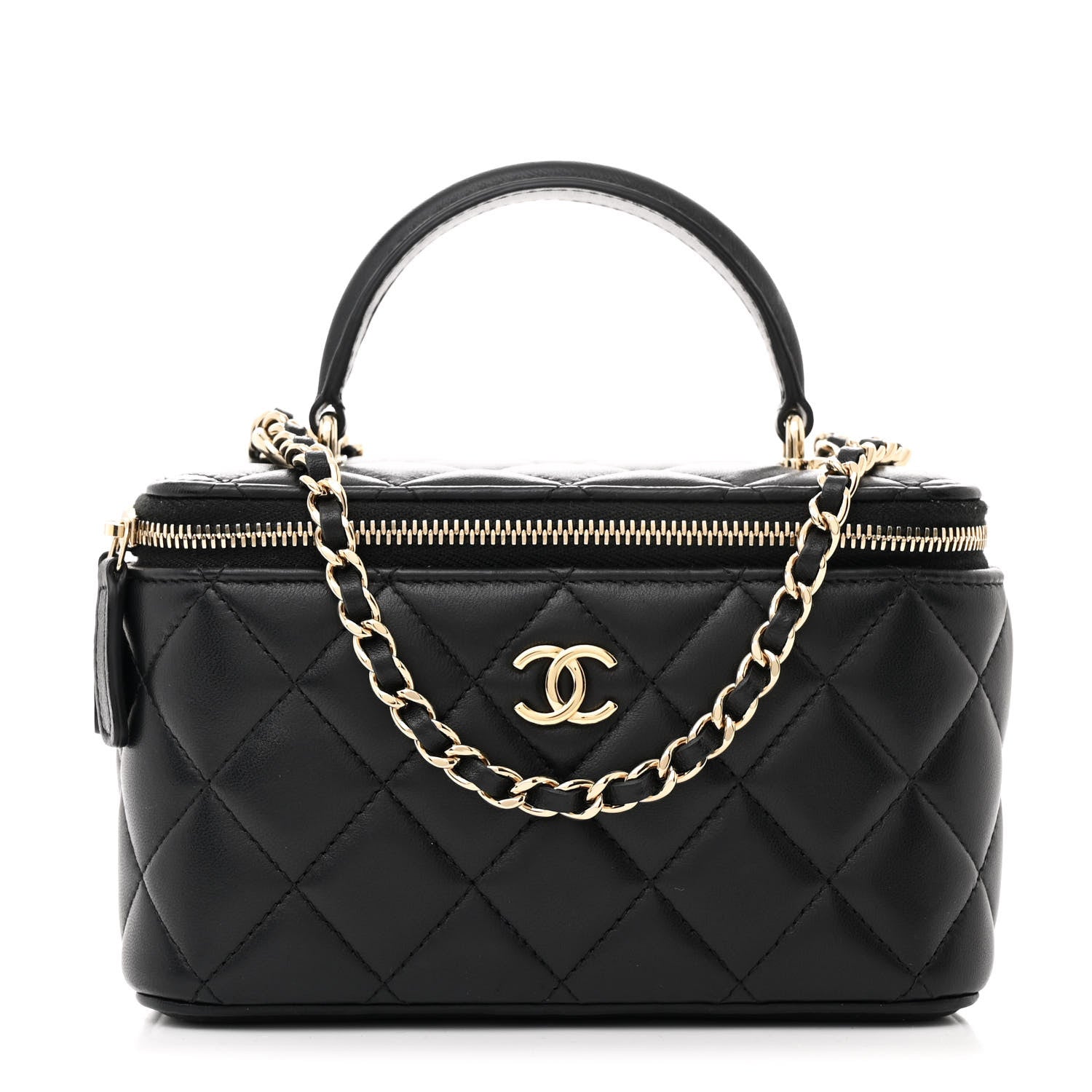 Chanel Lambskin Quilted Small Top Handle Vanity Case With Chain Black 1 of 10