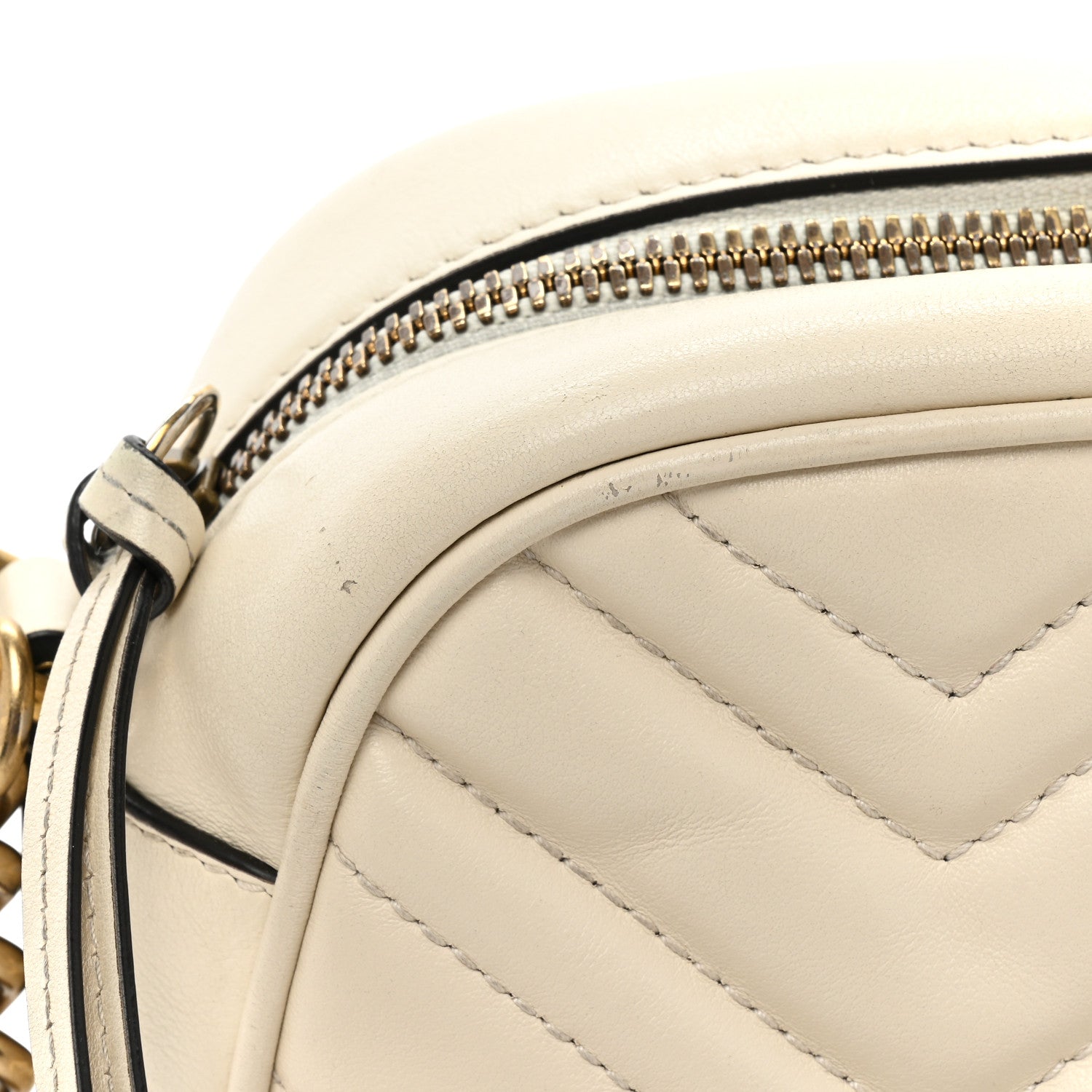 Gucci Calfskin Matelasse Small GG Marmont Chain Shoulder Bag White 17 of 19