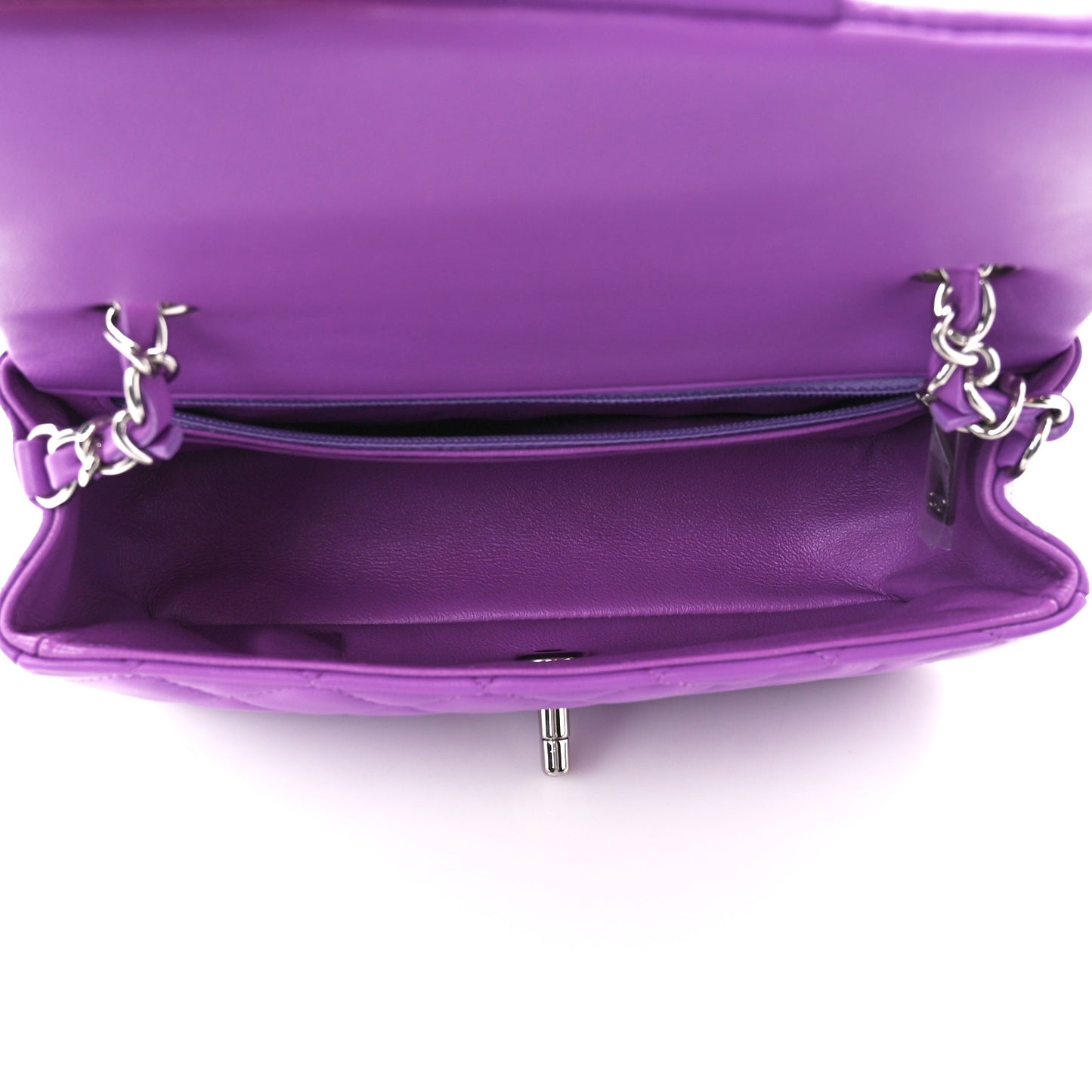 Lambskin Quilted Mini Rectangular Flap Purple