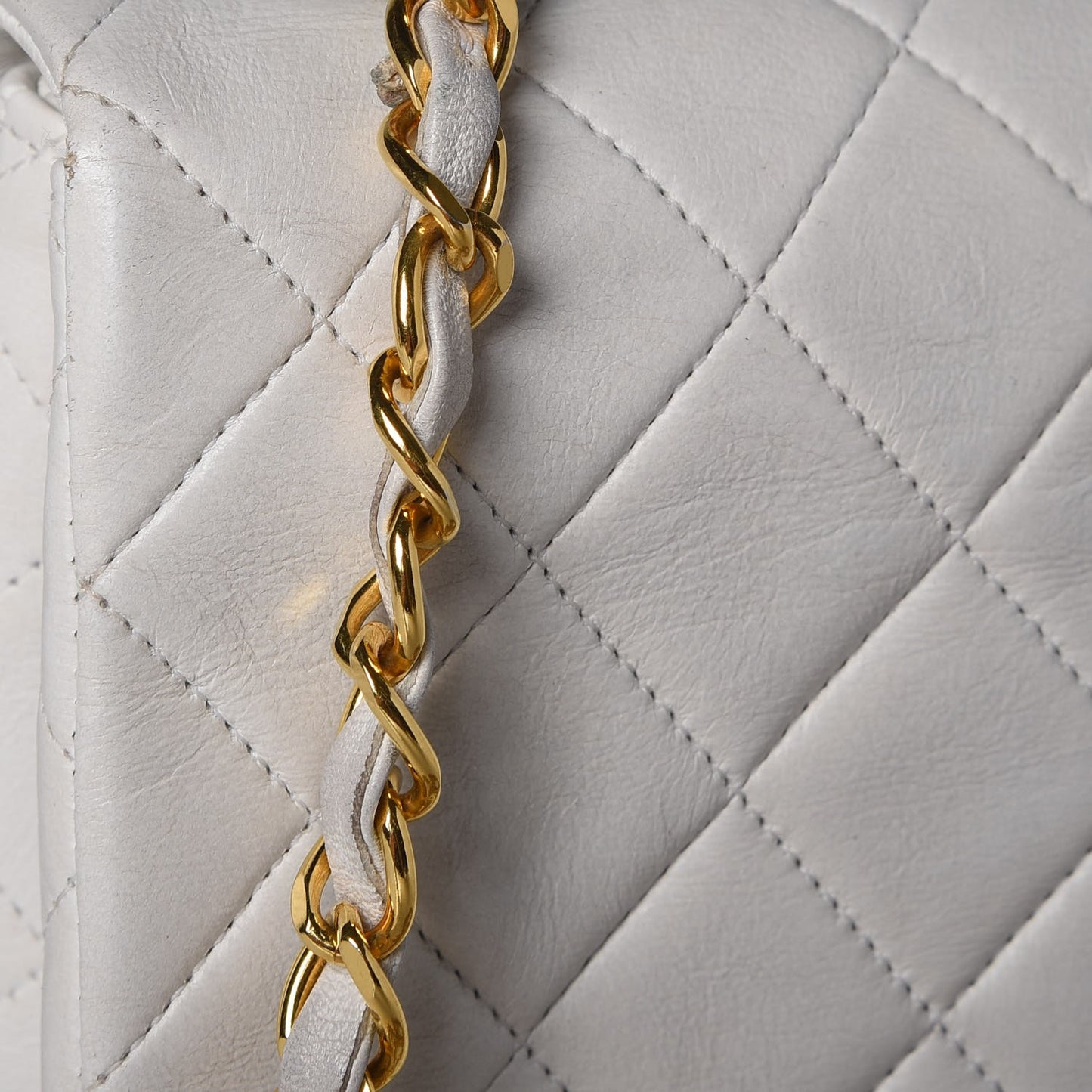Lambskin Quilted Mini Square Flap White