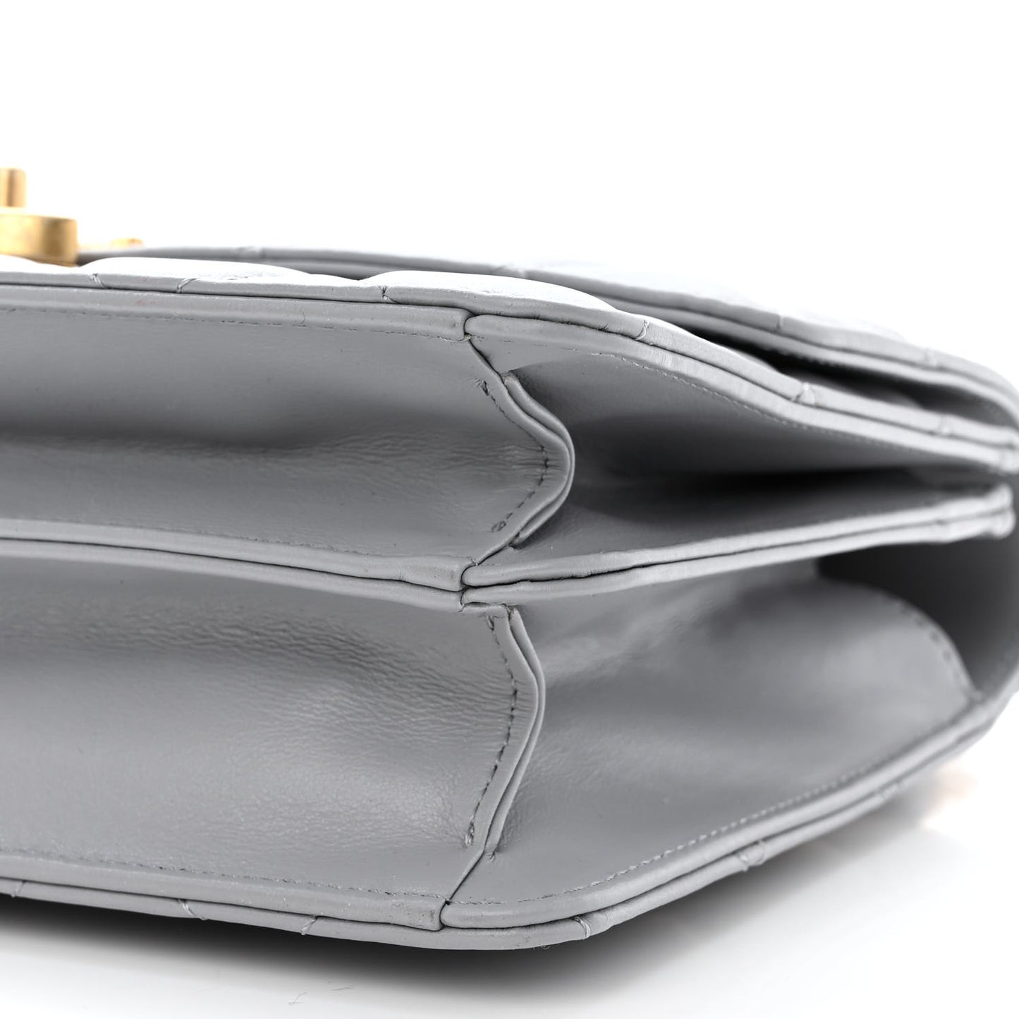 Caflskin Quilted Dual Handle Chain Flap Bag Grey