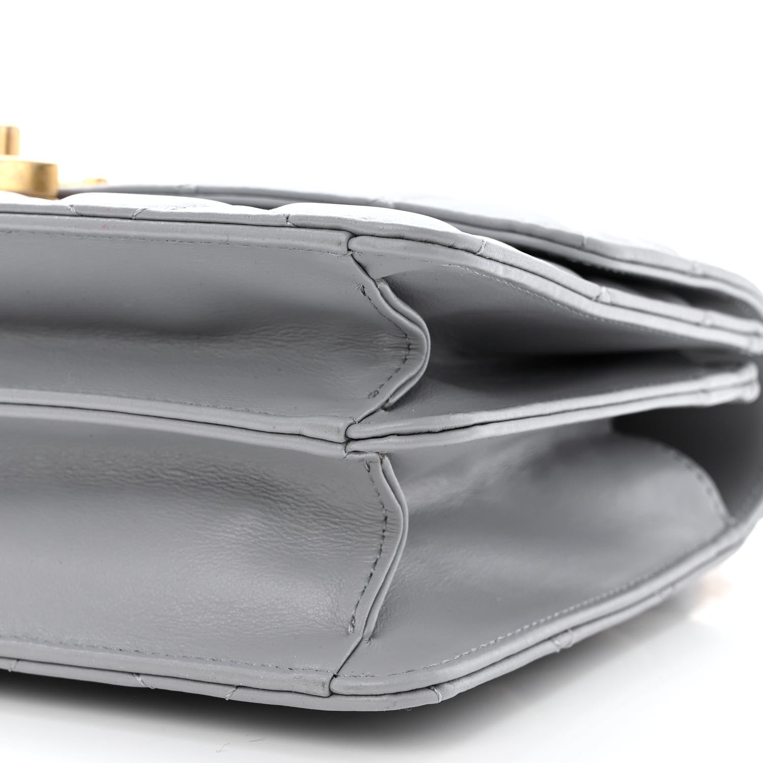 Chanel Caflskin Quilted Dual Handle Chain Flap Bag Grey 10 of 10