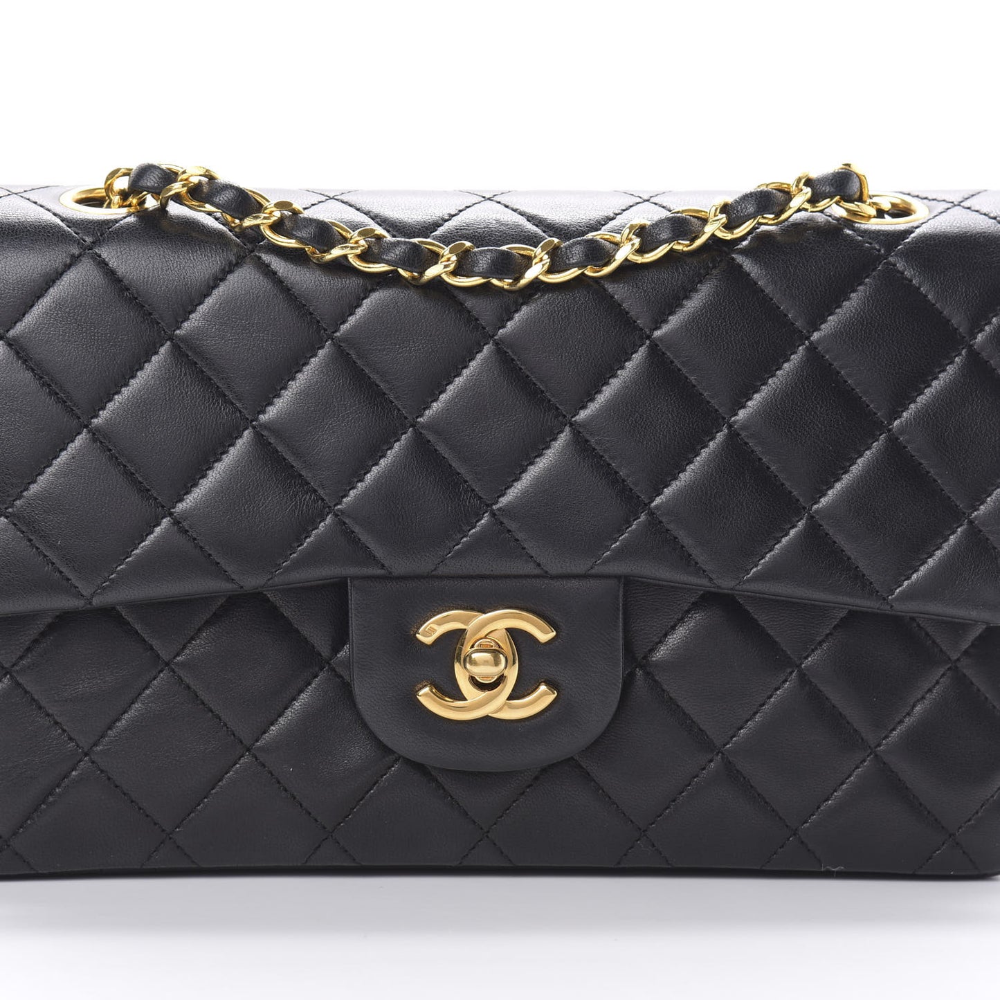 Lambskin Quilted Small Double Flap Black