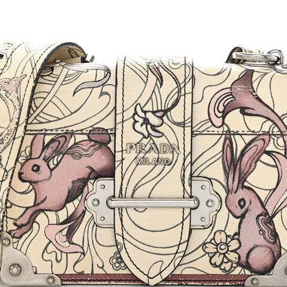 Prada X JAMES JEAN Glace Calfskin Rabbit Print Cahier Bag Opaline 7 of 13