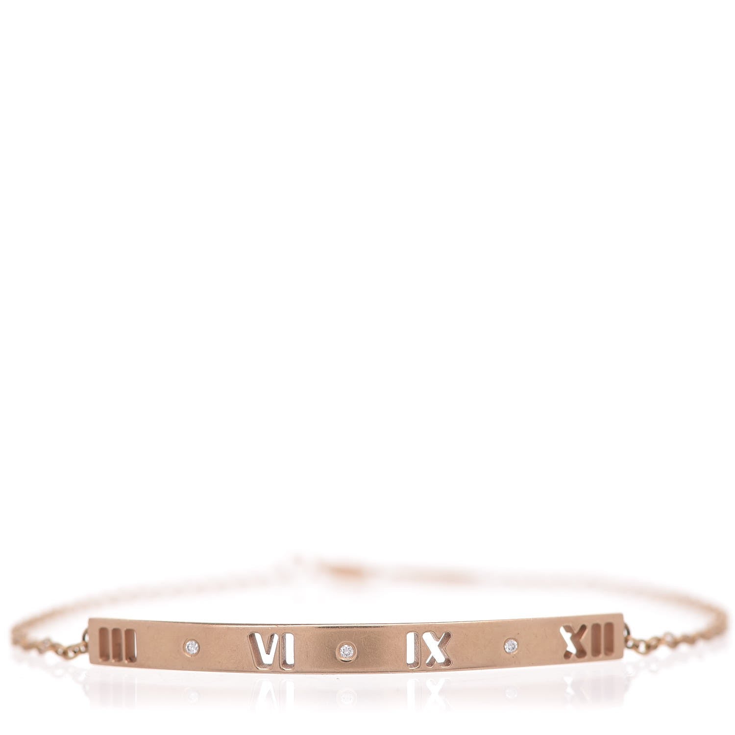 Tiffany 18K Rose Gold Diamond Atlas Bar Pierced Bracelet 1 of 5