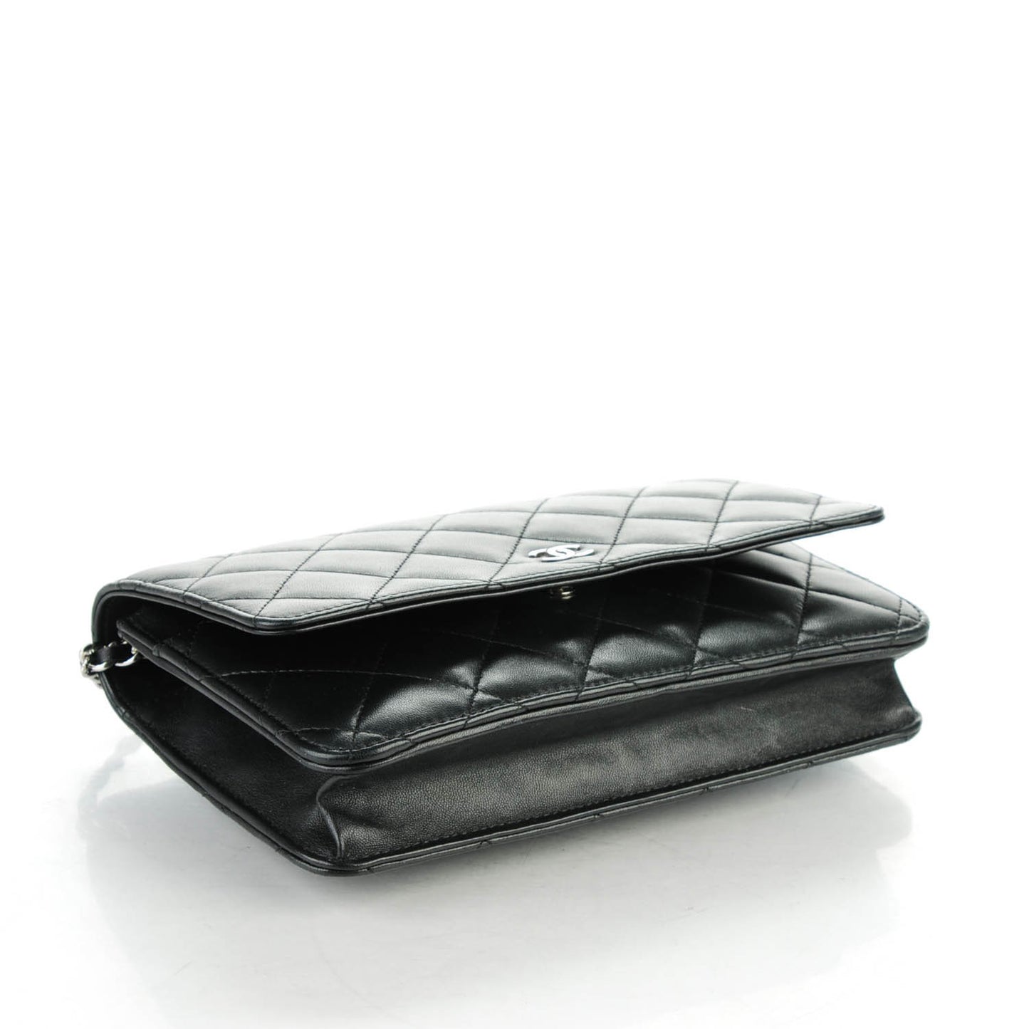 Lambskin Quilted Wallet On Chain WOC Black