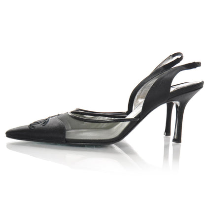 Chanel Satin and Mesh CC Heels 40 Black 2 of 7