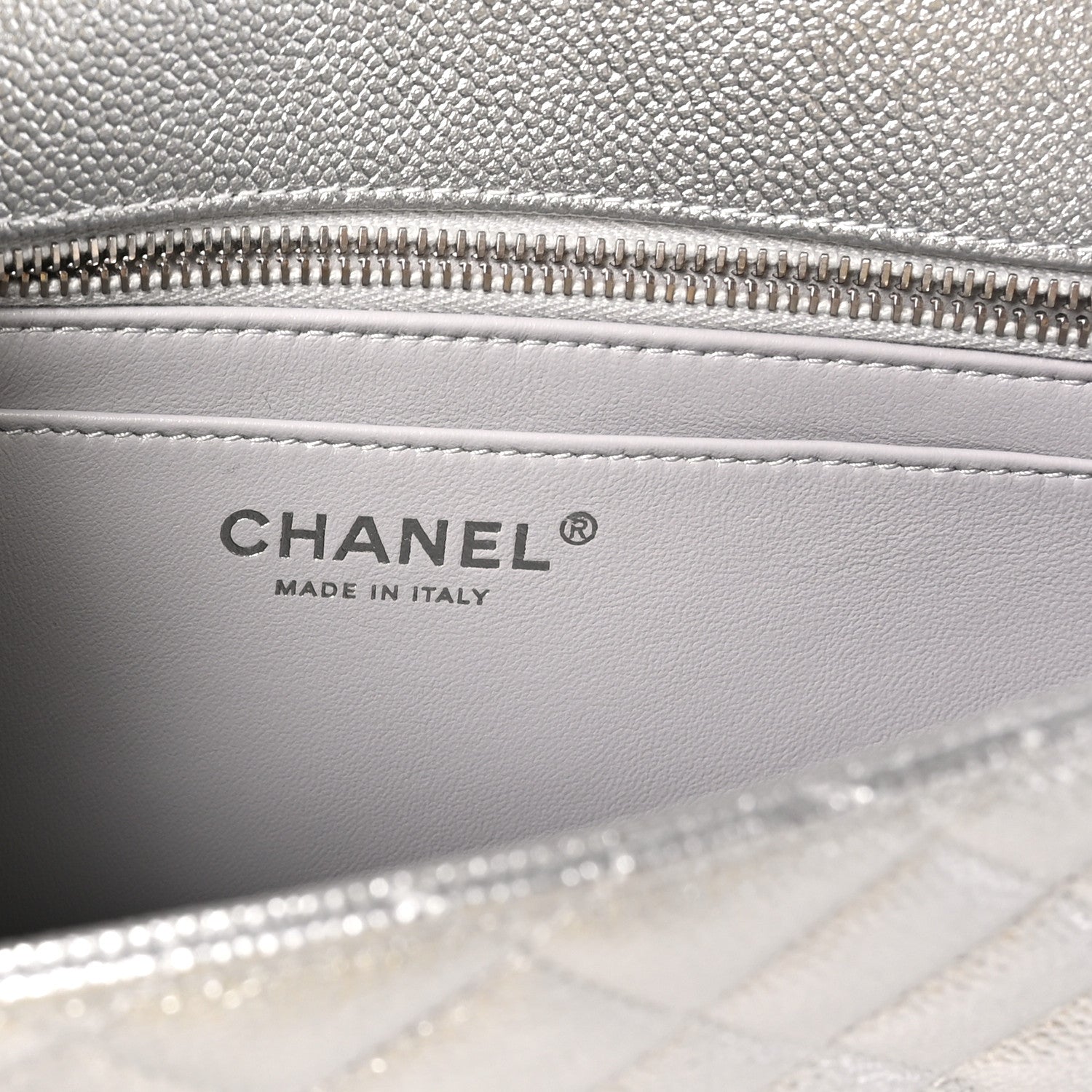 Chanel Metallic Caviar Quilted Medium CC Slide Flap Silver 5 of 10