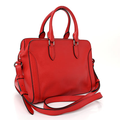 Alexander McQueen Pebbled Calfskin Small Skull Padlock Zip Around Tote Red 3 of 10