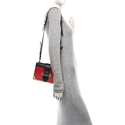 Prada City Calfskin Saffiano Cahier Bag Fuoco Black 2 of 9