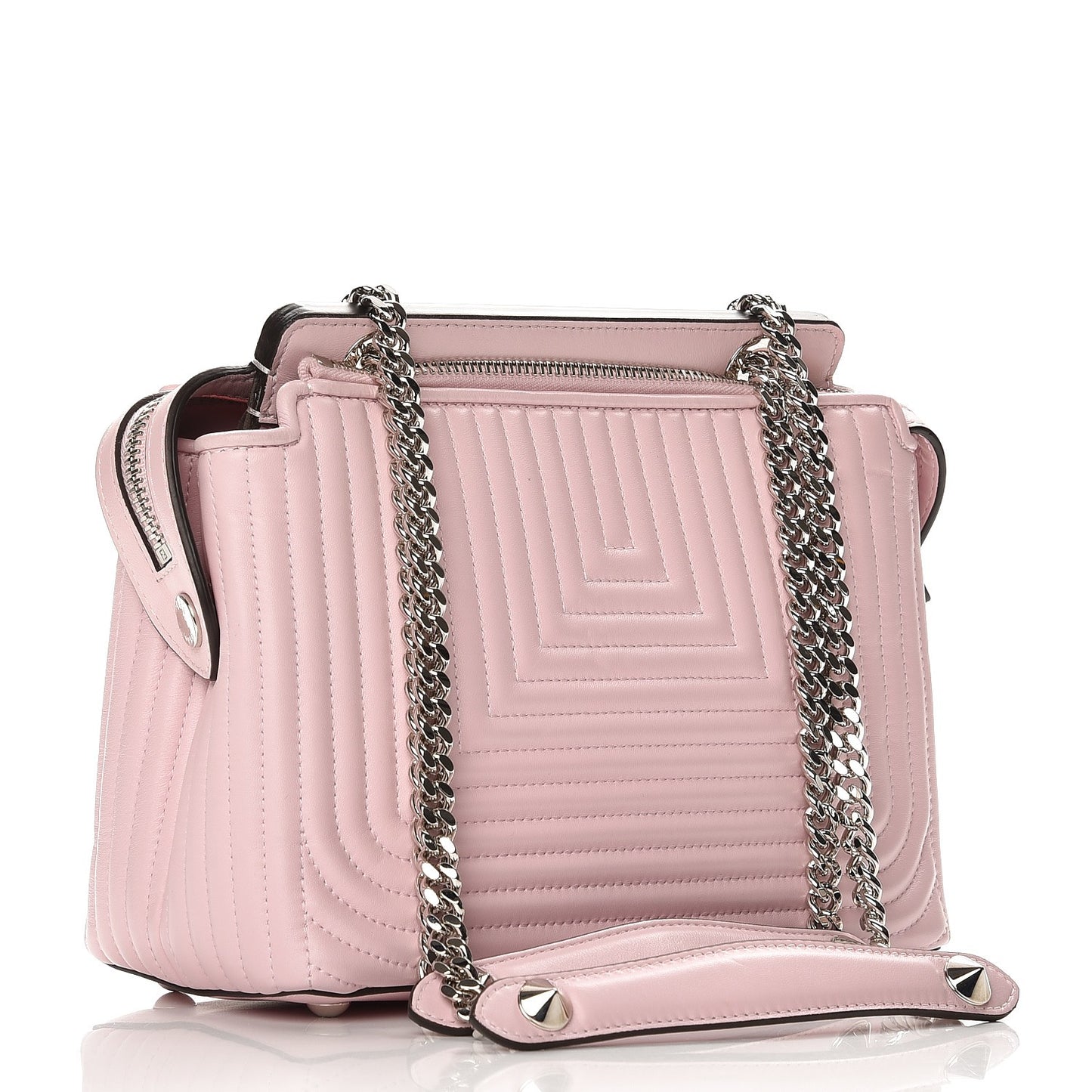 Shiny Nappa Trapuntata Small DotCom Click Chain Satchel Peonia
