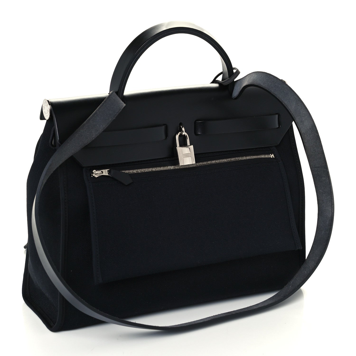 Hermes Military Toile Vache Hunter Herbag Zip PM 31 Black 3 of 10