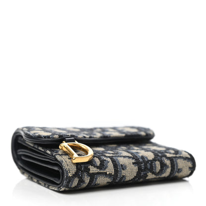 Christian Dior Oblique Saddle Lotus Wallet Blue 3 of 4