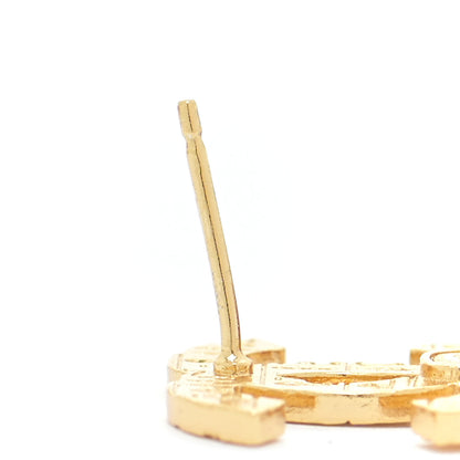 Chanel Crystal Bead Scarab CC Drop Earrings Gold Red 4 of 8